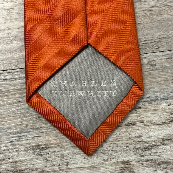Charles Tyrwhitt Orange Mens 59" Silk Textured Business Corpcore Preppy Neck Tie - Picture 3 of 9